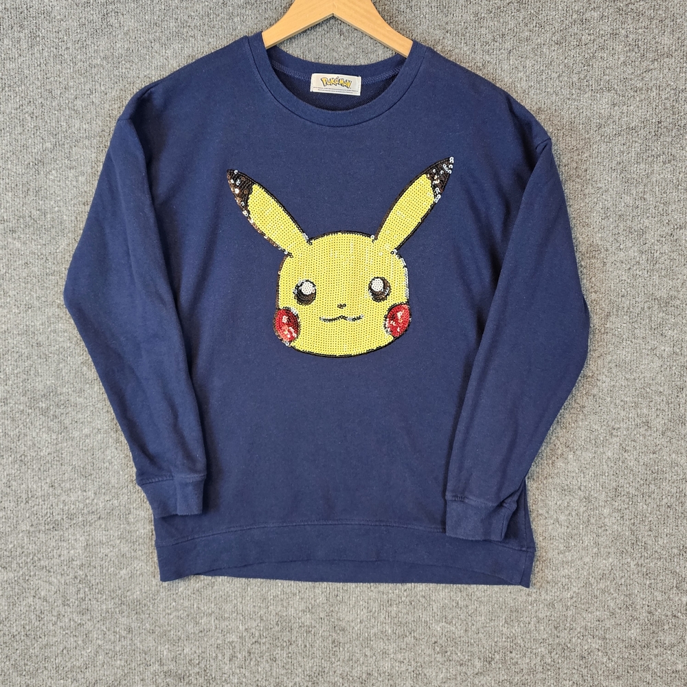 Gotta Catch 'Em All! Pikachu Blue‎ & Yellow Sequin Lightweight Sweatshirt